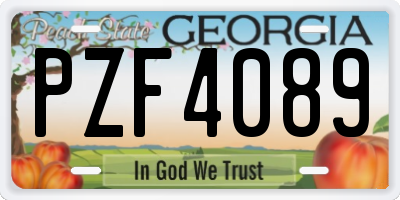 GA license plate PZF4089
