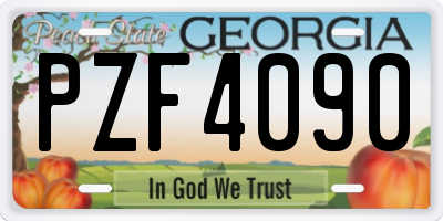 GA license plate PZF4090