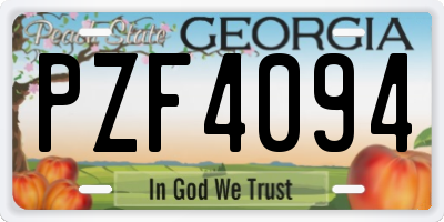 GA license plate PZF4094