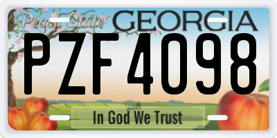 GA license plate PZF4098