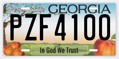 GA license plate PZF4100