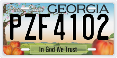 GA license plate PZF4102
