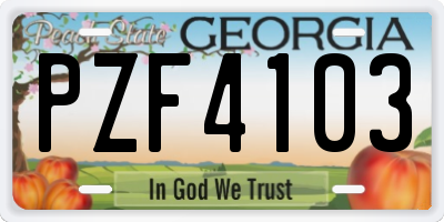 GA license plate PZF4103
