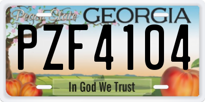 GA license plate PZF4104