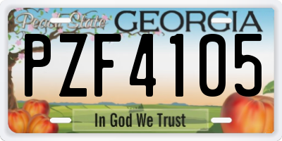 GA license plate PZF4105