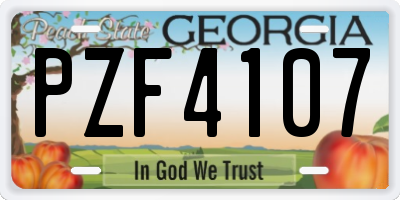 GA license plate PZF4107