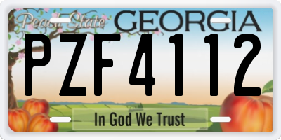 GA license plate PZF4112