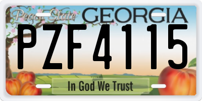GA license plate PZF4115