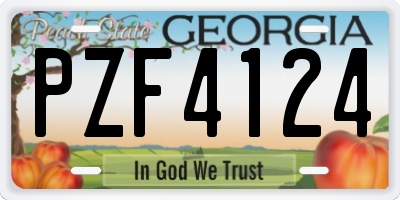 GA license plate PZF4124