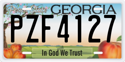 GA license plate PZF4127