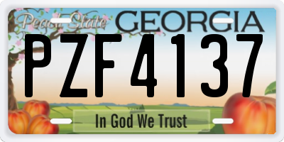 GA license plate PZF4137