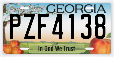 GA license plate PZF4138