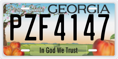 GA license plate PZF4147
