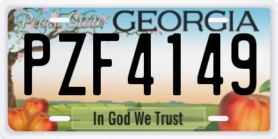 GA license plate PZF4149