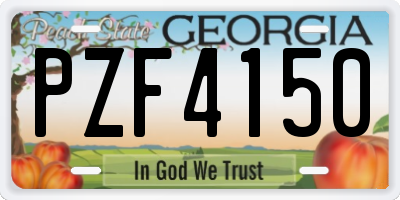 GA license plate PZF4150