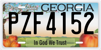 GA license plate PZF4152