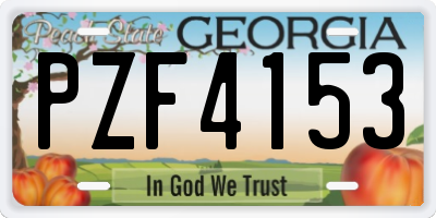 GA license plate PZF4153