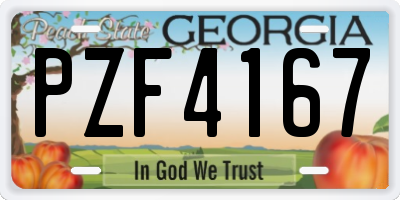 GA license plate PZF4167