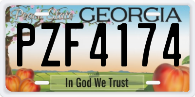 GA license plate PZF4174