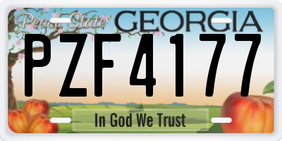 GA license plate PZF4177