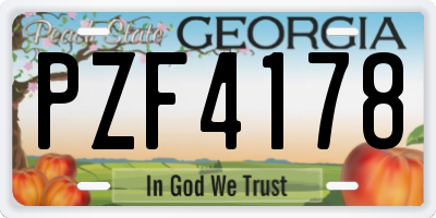 GA license plate PZF4178