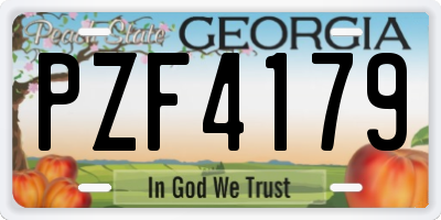 GA license plate PZF4179