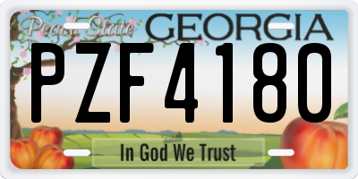 GA license plate PZF4180