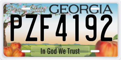 GA license plate PZF4192
