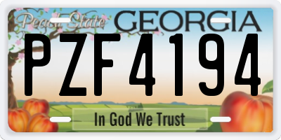 GA license plate PZF4194