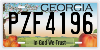 GA license plate PZF4196