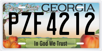 GA license plate PZF4212