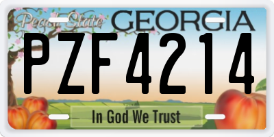 GA license plate PZF4214