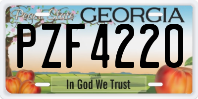GA license plate PZF4220