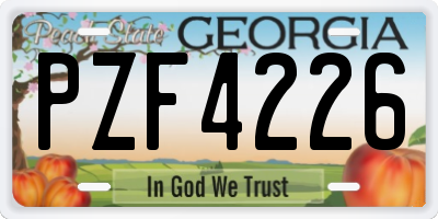GA license plate PZF4226