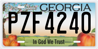 GA license plate PZF4240