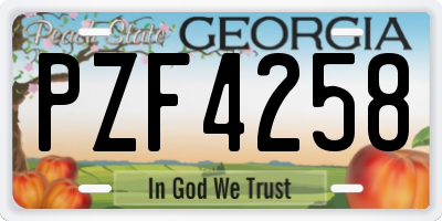 GA license plate PZF4258