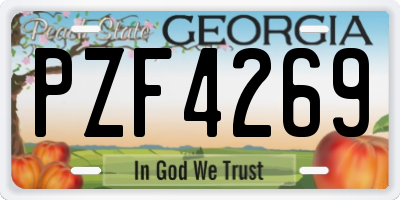 GA license plate PZF4269