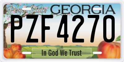 GA license plate PZF4270