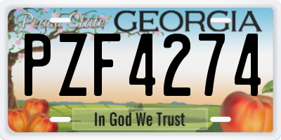 GA license plate PZF4274