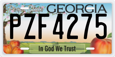 GA license plate PZF4275