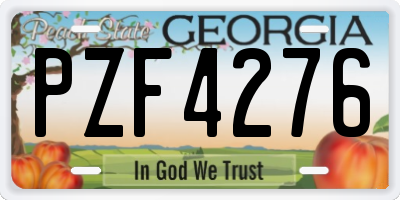 GA license plate PZF4276