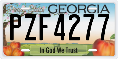 GA license plate PZF4277