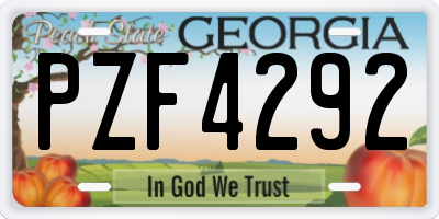 GA license plate PZF4292