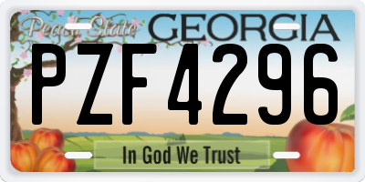 GA license plate PZF4296