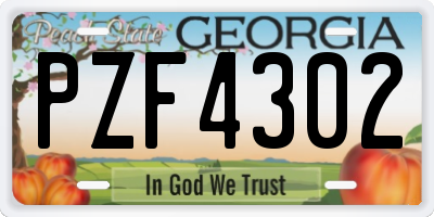 GA license plate PZF4302