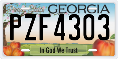 GA license plate PZF4303