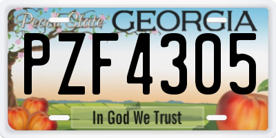 GA license plate PZF4305