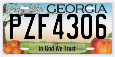 GA license plate PZF4306