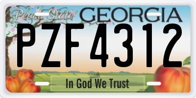 GA license plate PZF4312