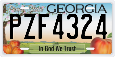 GA license plate PZF4324